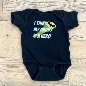 Batman Onsie I Think My Daddy Is A Hero Black 12 months